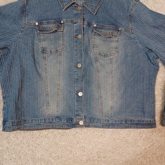 Vintage Gitano Denim Jacket Womens 26W Plus XXL Stretch Button Up Trucker - Picture 8 of 11